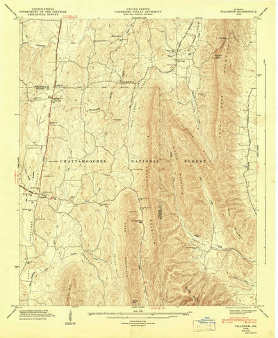 United States Geological Survey Villanow, GA (1947, 24000-Scale) digital map