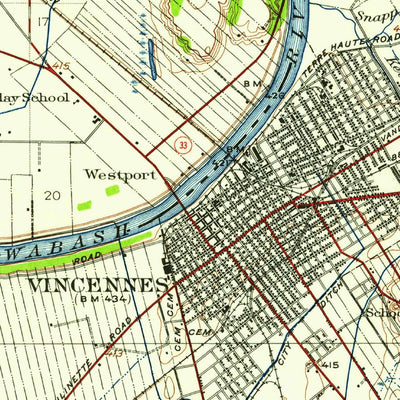 United States Geological Survey Vincennes, IN-IL (1944, 62500-Scale) digital map