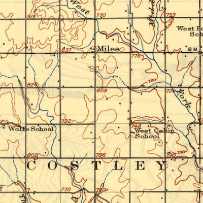 United States Geological Survey Vinta, OK-KS (1913, 125000-Scale) digital map