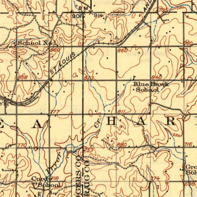 United States Geological Survey Vinta, OK-KS (1913, 125000-Scale) digital map