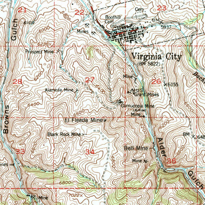 United States Geological Survey Virginia City, MT (1950, 62500-Scale) digital map