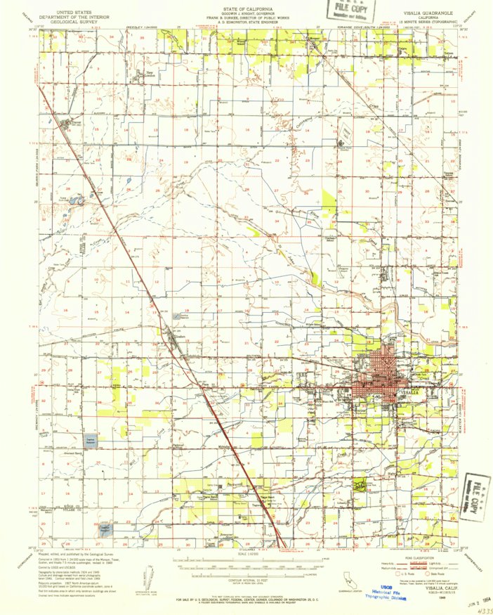 Visalia Ransacker Map Visalia, CA (1949, 62500-Scale) Map by United States Geological Survey ...