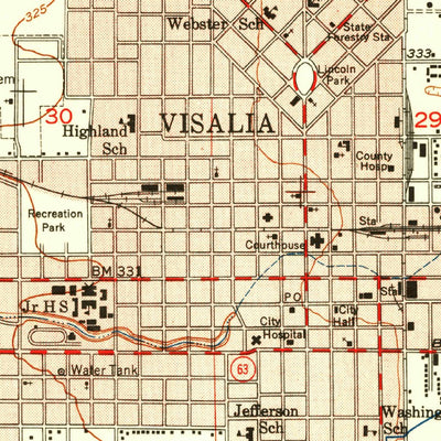 United States Geological Survey Visalia, CA (1950, 24000-Scale) digital map