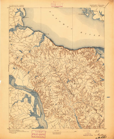 United States Geological Survey Wakefield, VA-MD (1895, 62500-Scale) digital map