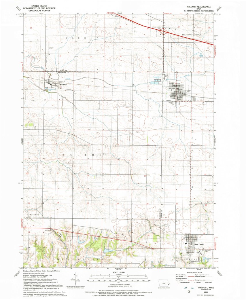 Walcott, IA (1991, 24000-Scale) Map by United States Geological Survey ...