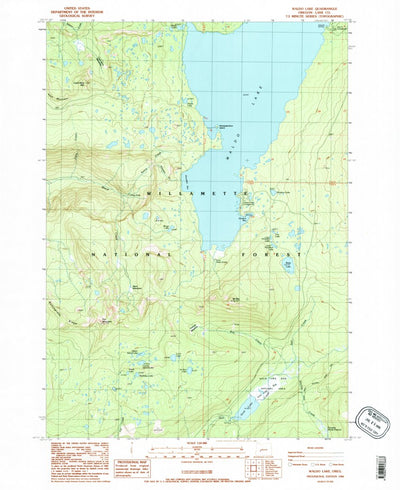 United States Geological Survey Waldo Lake, OR (1986, 24000-Scale) digital map