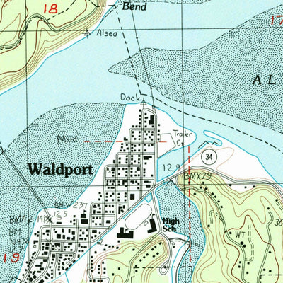 United States Geological Survey Waldport, OR (1984, 24000-Scale) digital map