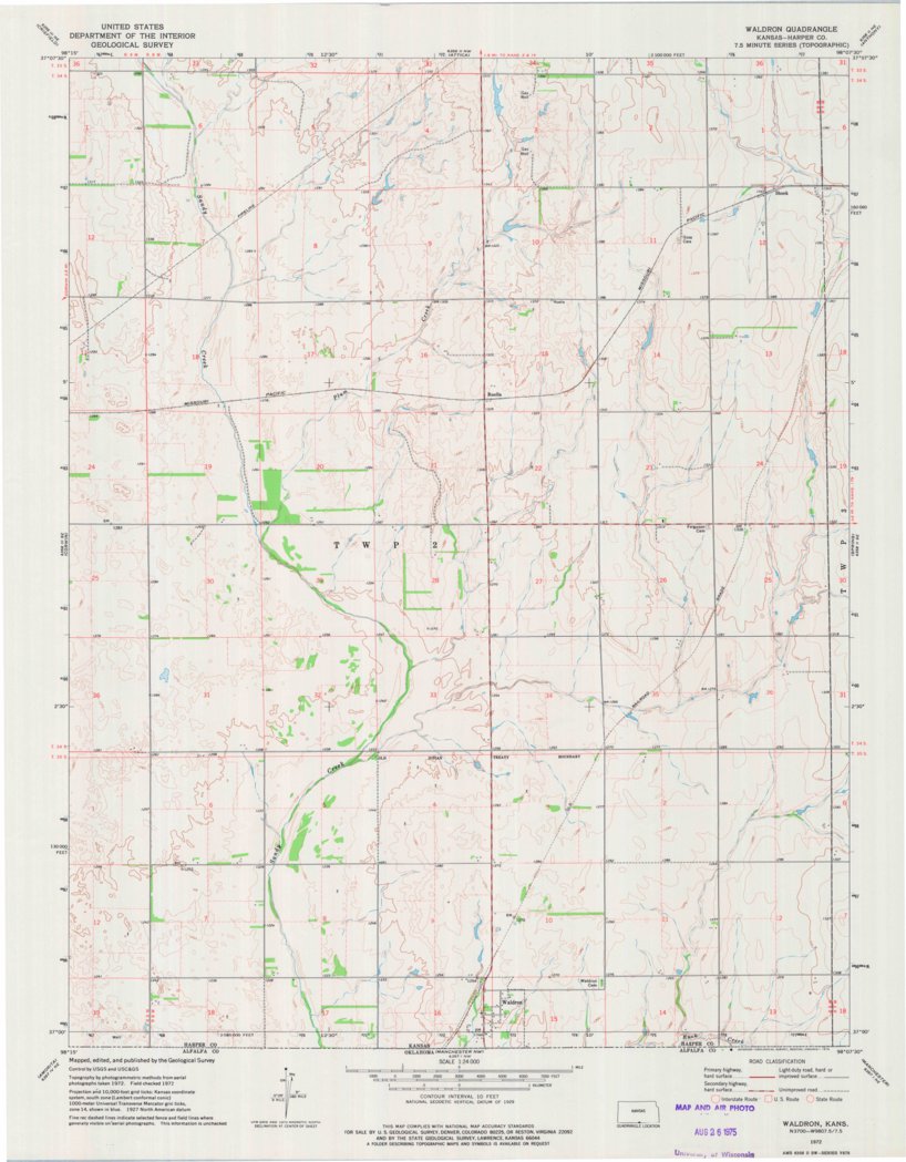 Waldron, KS (1972, 24000-Scale) Map by United States Geological Survey ...