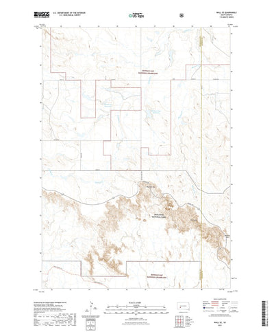 United States Geological Survey Wall SE, SD (2021, 24000-Scale) digital map