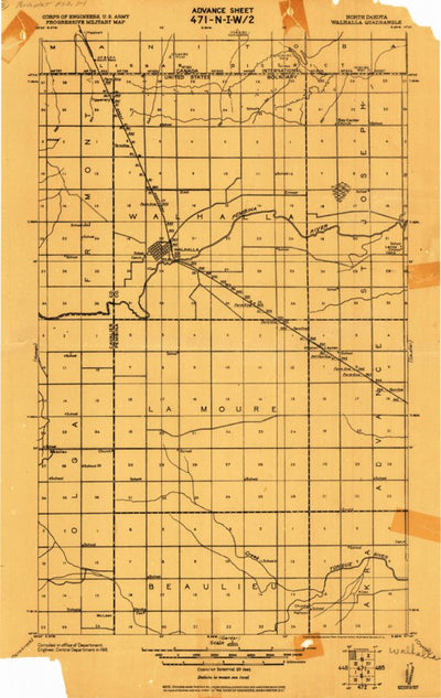 United States Geological Survey Wallhalla, ND (1918, 62500-Scale) digital map