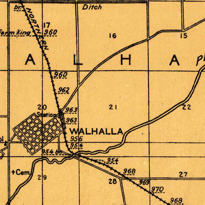 United States Geological Survey Wallhalla, ND (1918, 62500-Scale) digital map