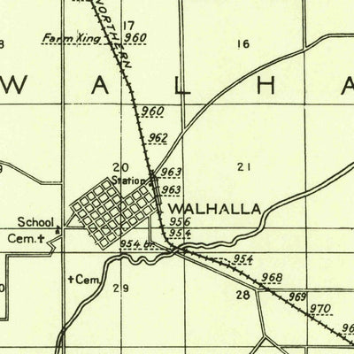 United States Geological Survey Wallhalla, ND (1943, 62500-Scale) digital map