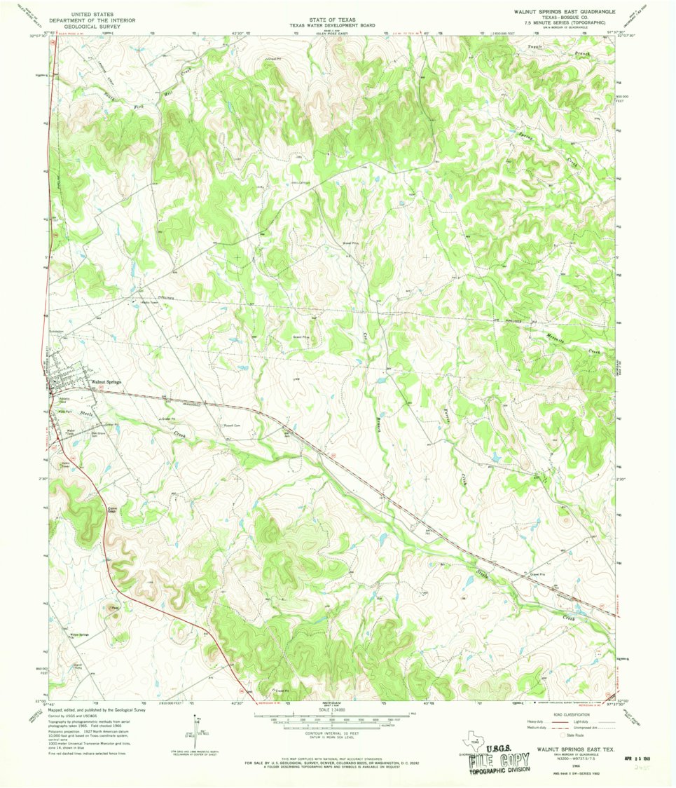 Walnut Springs East, TX (1966, 24000-Scale) Map by United States ...