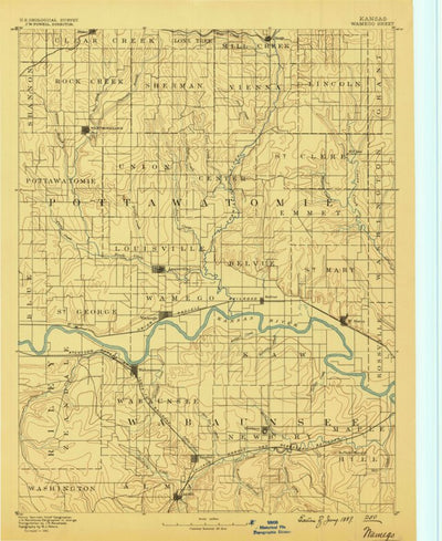 United States Geological Survey Wamego, KS (1889, 125000-Scale) digital map