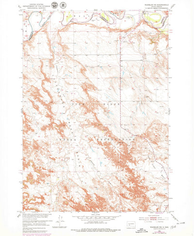 United States Geological Survey Wanblee NE, SD (1951, 24000-Scale) digital map