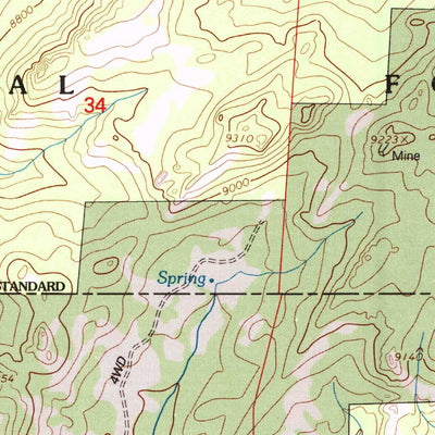United States Geological Survey Warbonnett Peak, WY (1992, 24000-Scale) digital map