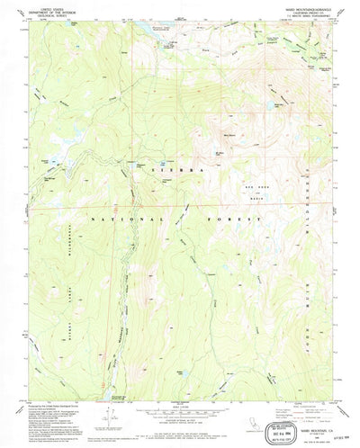 United States Geological Survey Ward Mountain, CA (1990, 24000-Scale) digital map