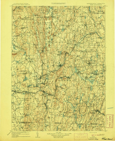 United States Geological Survey Ware, MA-CT (1908, 125000-Scale) digital map