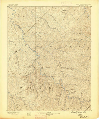 United States Geological Survey Warfield, WV-KY-VA (1887, 125000-Scale) digital map