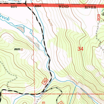United States Geological Survey Warm Spring Mountain, WY (1991, 24000-Scale) digital map