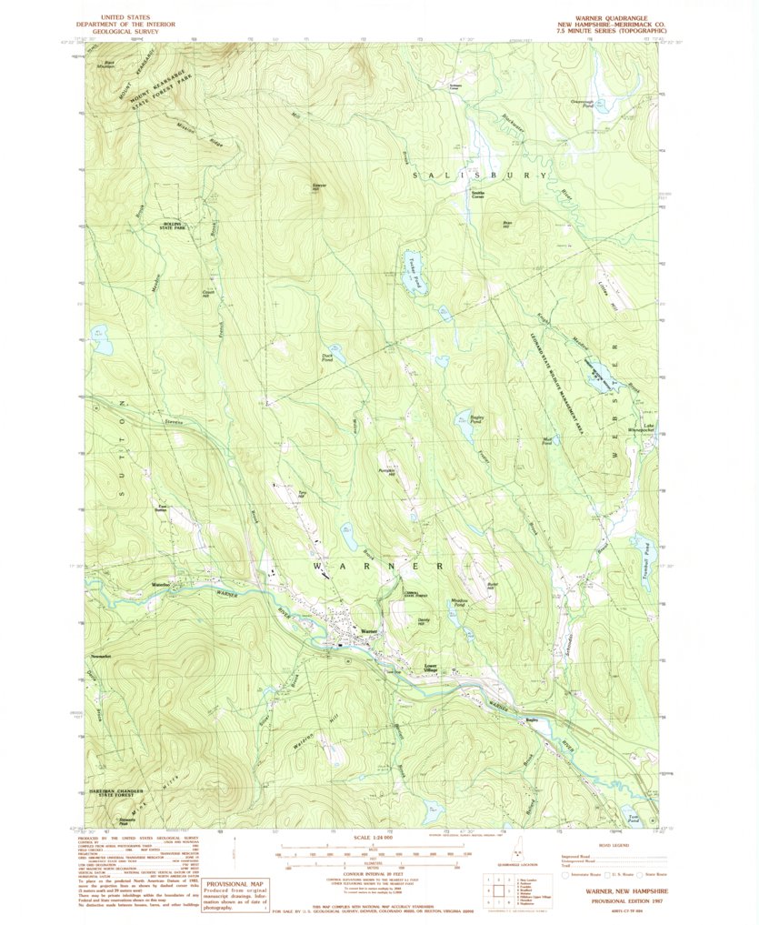 Warner, NH (1987, 24000-Scale) Map by United States Geological Survey ...