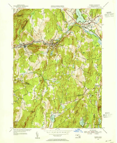 United States Geological Survey Warren, MA (1954, 31680-Scale) digital map