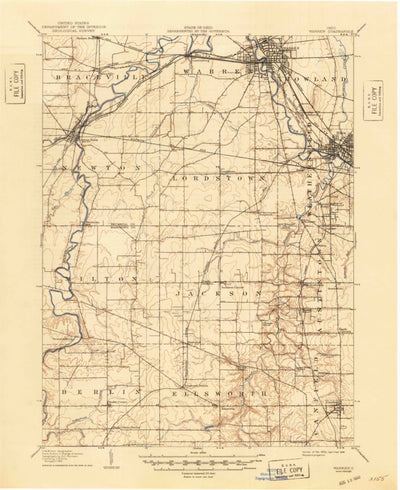 United States Geological Survey Warren, OH (1908, 62500-Scale) digital map