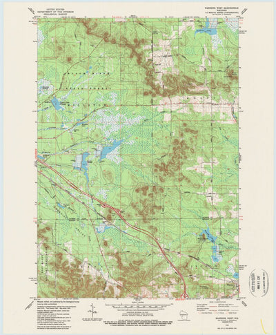 United States Geological Survey Warrens West, WI (1983, 24000-Scale) digital map