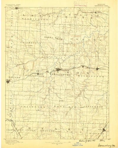 United States Geological Survey Warrensburg, MO (1887, 125000-Scale) digital map