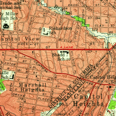 United States Geological Survey Washington East, DC-MD (1956, 24000-Scale) digital map