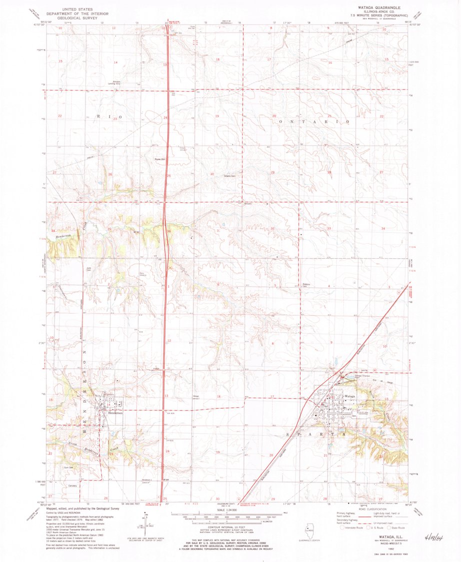 Wataga, IL (1982, 24000Scale) Map by United States Geological Survey