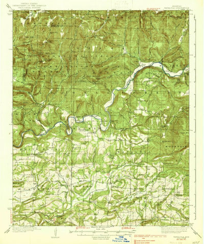 United States Geological Survey Watalula, AR (1939, 62500-Scale) digital map
