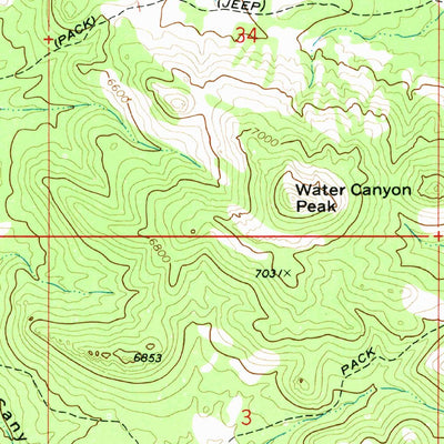United States Geological Survey Water Canyon Peak, UT (1972, 24000-Scale) digital map