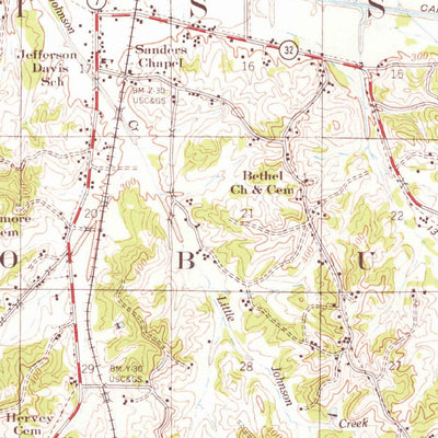 United States Geological Survey Water Valley, MS (1954, 62500-Scale) digital map