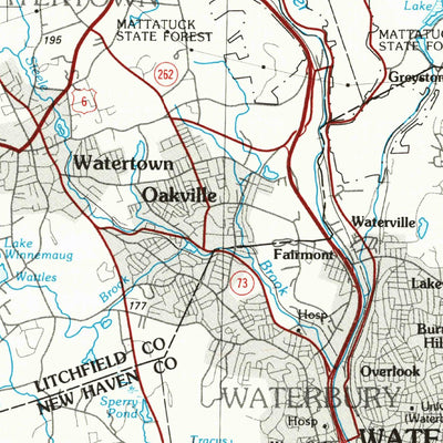 United States Geological Survey Waterbury, CT-NY (1985, 100000-Scale) digital map