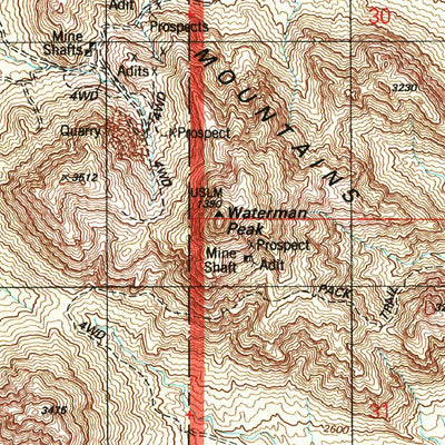 United States Geological Survey Waterman Peak, AZ (1996, 24000-Scale) digital map