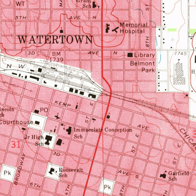 United States Geological Survey Watertown East, SD (1969, 24000-Scale) digital map