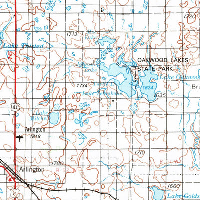 United States Geological Survey Watertown, SD-MN (1953, 250000-Scale) digital map