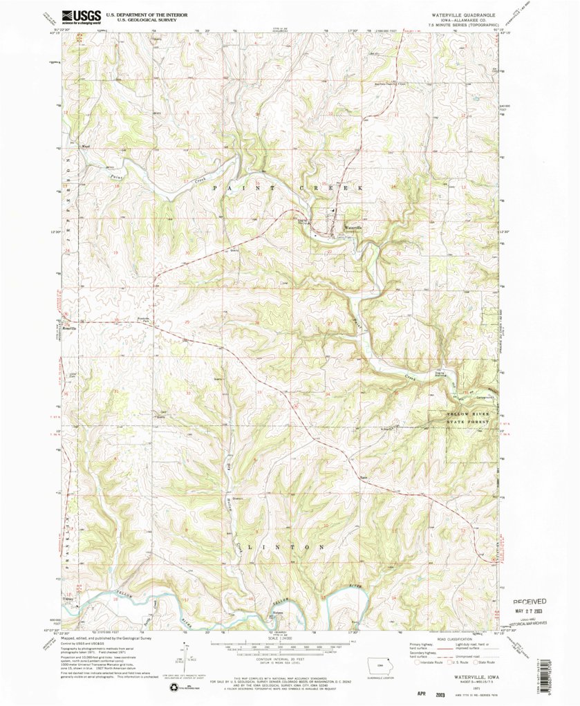 Waterville, IA (1971, 24000-Scale) Map by United States Geological ...