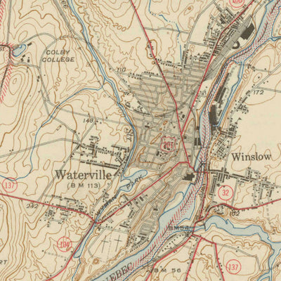 United States Geological Survey Waterville, ME (1943, 62500-Scale) digital map