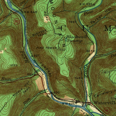 United States Geological Survey Waterville, PA (1943, 62500-Scale) digital map