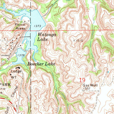 United States Geological Survey Watonga Lake, OK (1972, 24000-Scale) digital map