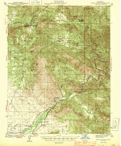 United States Geological Survey Watts Valley, CA (1944, 62500-Scale) digital map