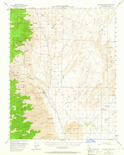 United States Geological Survey Waucoba Wash, CA (1951, 62500-Scale) digital map