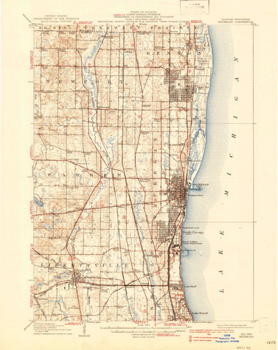 United States Geological Survey Waukegan, IL-WI (1908, 62500-Scale) digital map