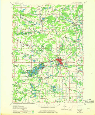 United States Geological Survey Waupaca, WI (1957, 48000-Scale) digital map