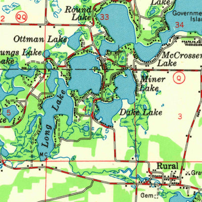 United States Geological Survey Waupaca, WI (1957, 48000-Scale) digital map