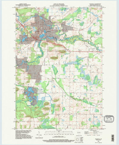 United States Geological Survey Waupaca, WI (1992, 24000-Scale) digital map