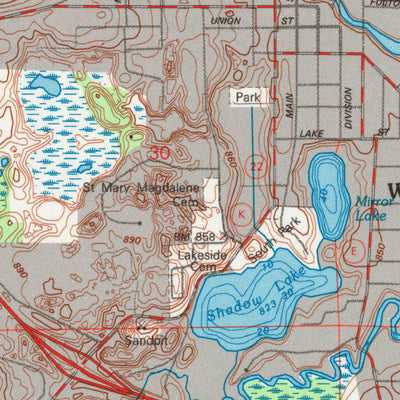 United States Geological Survey Waupaca, WI (1992, 24000-Scale) digital map