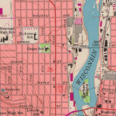 United States Geological Survey Wausau West, WI (1963, 24000-Scale) digital map